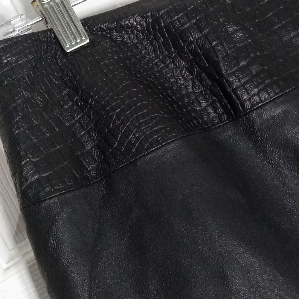 leather skirt Textured Apostrophè black 12 - Picture 2 of 9